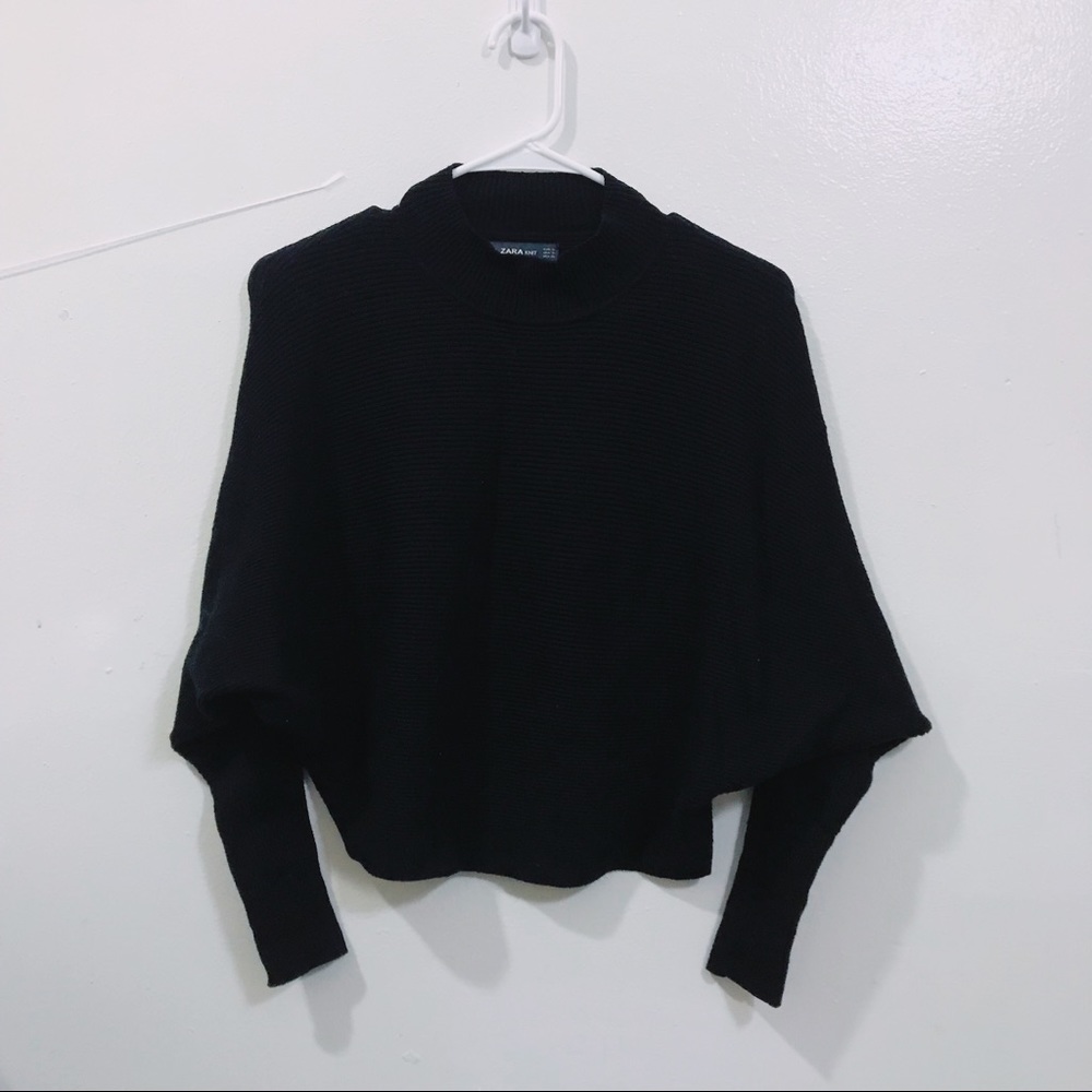 Zara Cropped Ribbed Dolman Sleeves Sweater